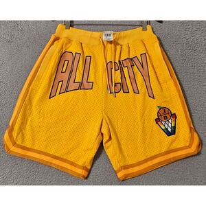 Just Don 'All City' Deluxe Mesh Basketball Shorts Yellow Mens Size Medium NWOT